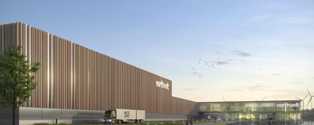 Illustration av planerad batterifabrik i Tyskland. Så skulle det se ut i Heide, i delstaten Schleswig-Holstein. Foto: Northvolt