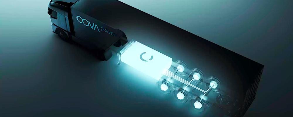 Cova Powers elektrifierade släpvagn är utrustad med drivande hjul som ska minska dragbilens bränsleförbrukning. Foto: Cova Power.