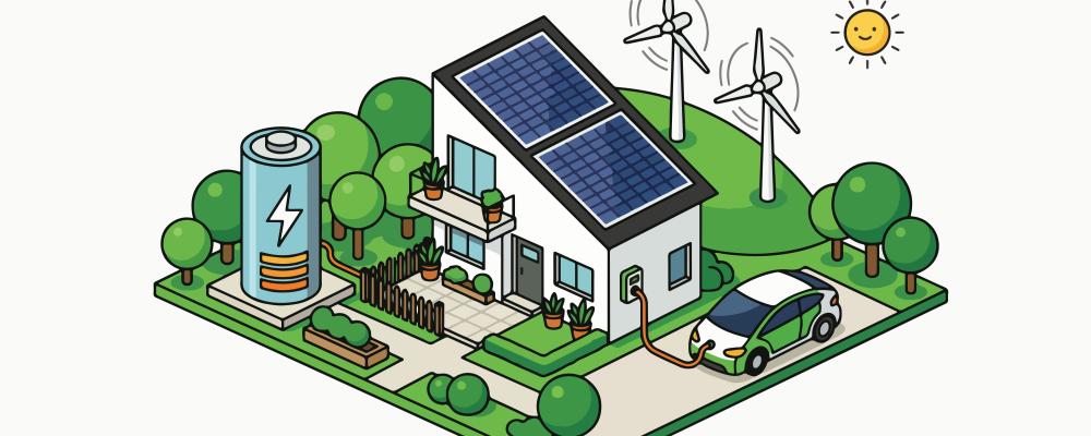 Illlustration över enrgikällor. Illustration av: Alghozy / Unsplash