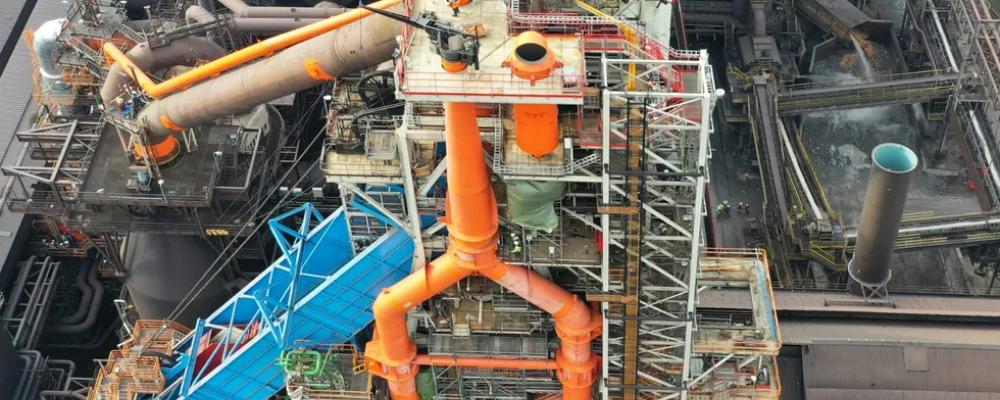 En masugn vid ArcelorMittals stålverk i Gent, Belgien, där en testanläggning för koldioxidinfångning har installerats
Foto: ArcelorMittal