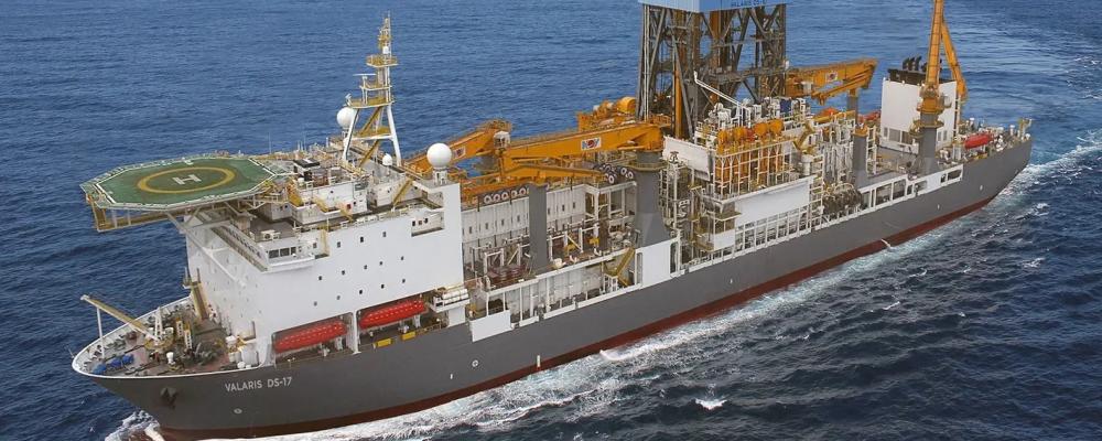 Borrfartyget Valaris DS-17 har inlett borrningen i Raia-projektet utanför Brasiliens kust. Foto: Valaris