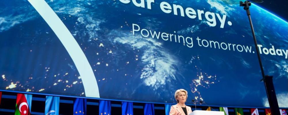 Von der Leyen meddelade i Paris att EU-kommissionen planerar att erbjuda en garanti på 200 miljoner euro för privata investeringar i nya kärnkraftsteknologier. Foto: Europeiska Kommissionen