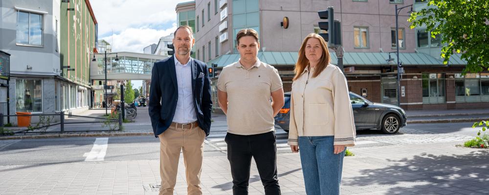 Jörgen Nilsson, Emil Byström och Erika Strömvall. Foto: Energikontor Norr