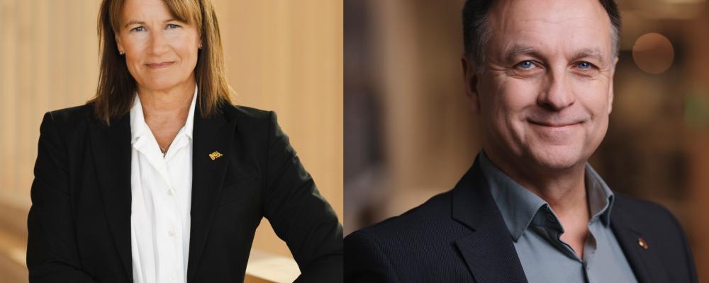 Kristina Sundin Jonsson, kommundirektör, och Lorents Burman (S), kommunstyrelsens ordförande. Pressbild: Skellefteå kommun