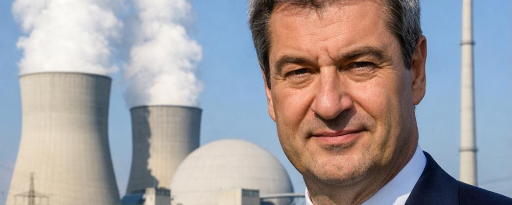 För det bayerska CSU är kärnkraftsepoken inte avslutad, anser partiets delstatspresident, Markus Söder, som också sitter med i Tysklands regering. Bild: AI-genererad bild. Ej ett fotografi. Upphovsrätt © Conventus