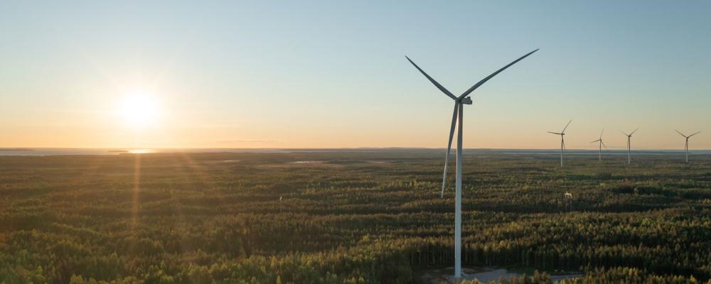 Bilden visar ett annat av vindkraftbyggaren OX2:s projekt, nämligen det i finländska orten Lamminkangas. Foto: OX2