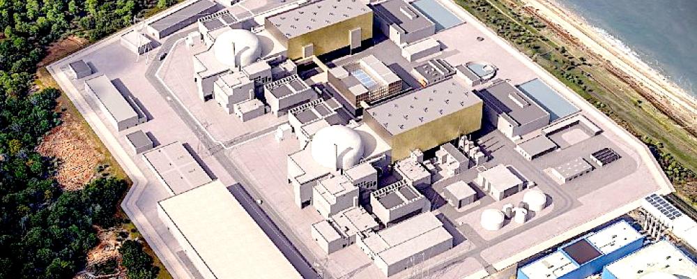 Så kan det nya kärnkraftverket Sizewell C komma att se ut. Bild: Sizewell C