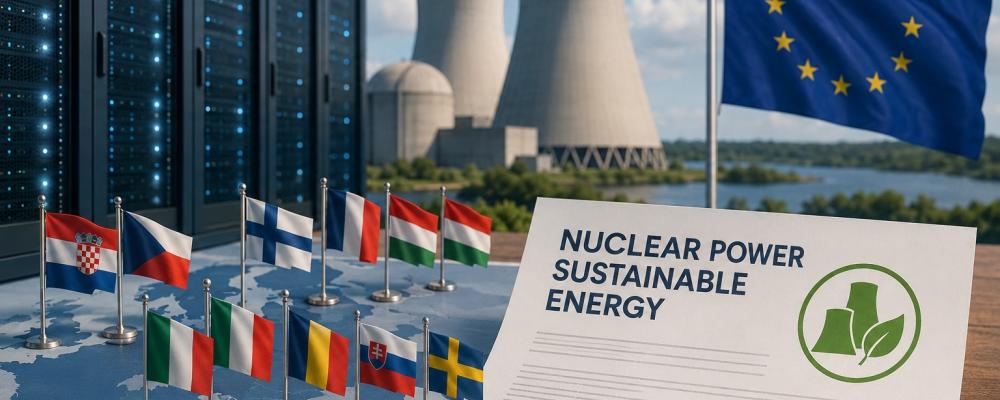 Datacenter och AI-anläggningar väntas stå för en snabbt växande del av Europas elförbrukning under de kommande åren. Flera medlemsstater ser därför kärnkraft som en viktig del av lösningen för att säkerställa stabil och koldioxidsnål energiförsörjning. Bild. Ej fotografi. AI-genererad bild. Copyright: Conventus