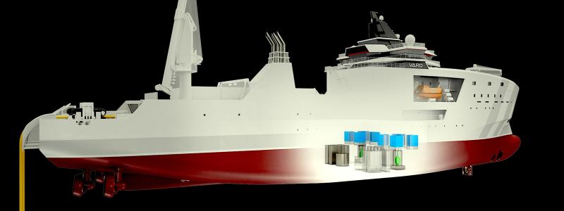 En konceptbild av ett kärnkraftsdrivet fartyg (Bild: VARD)