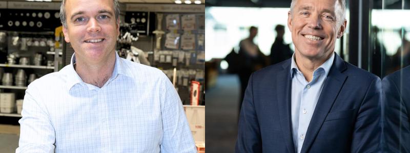 Henrik Stjernstad, produkt/inköpsansvarig Elektroskandia och Kent Jonsson, vd, Ferroamp.