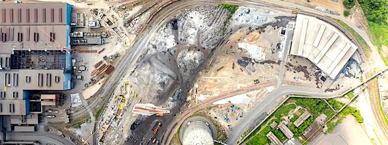 Anläggningsarbeten vid SHS:s Power4Steel-projekt i Völklingen, där ny fossilfri stålproduktion byggs upp. Foto: SMS Group.