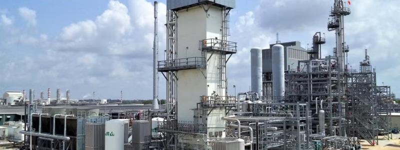 Air Products vätgasanläggning i Geismar, Louisiana. Air Products avbryter planerna på ett av världens största projekt för blå vätgas och ammoniak i Louisiana. Beslutet illustrerar de ekonomiska utmaningar som flera stora vätgasprojekt nu möter. Foto: Air Products.
