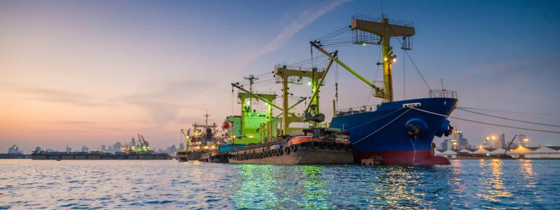 Industrihamn och containerfartyg. Foto:  Alfa Laval