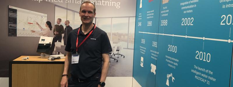 Anders Larsson, key account manager, representerade Kamstrup på Elfacksmässan.