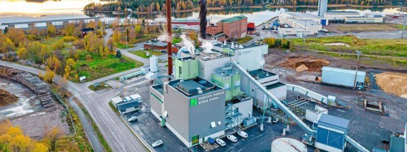 Borgå Energias huvudkontor och huvudproduktionsanläggning ligger i Tolkis. Bioenergianläggningarna producerar el och värme. Foto: Borgå Energia, kredit: ANSSI VUOHELAINEN