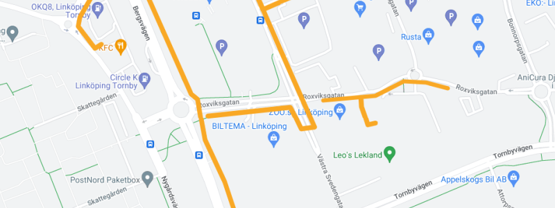 Kartbild över arbetet. Pressbild: Tekniska verken i Linköping