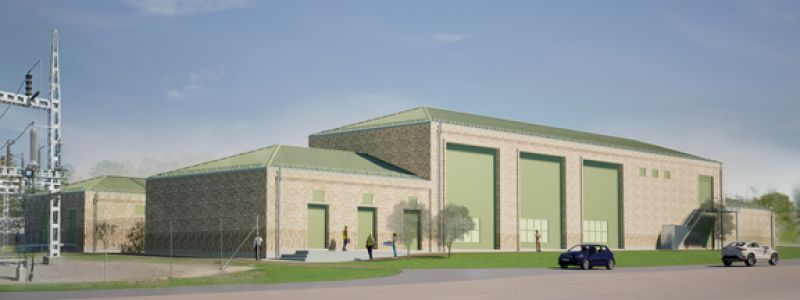 E.ON investerar 278 miljoner kronor i en ny transformatorstation i Sylten i Norrköping. Den moderna, gasisolerade inomhusanläggningen ersätter den befintliga stationen och stärker kapaciteten i elnätet samtidigt som den anpassas till områdets industrihistoriska miljö. Driftsättning planeras till 2028. Bild: E.ON