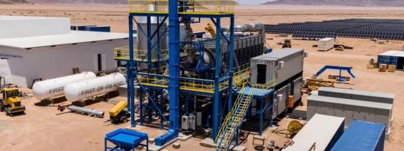 Oshivela-projektet i Namibia producerar så kallad grön vätgas från 12 megawatt starka elektrolysörer.
Foto: HyIron Green Technologies