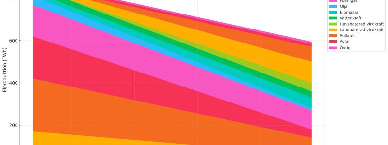 Ettdiagram som visar den faktiska elproduktionen i Tyskland mellan 2002 och 2024, uppdelad på olika energikällor. Datat illustrerar hur andelen fossil energi minskat medan förnybara källor som sol- och vindkraft vuxit – samtidigt som den totala elproduktionen har sjunkit. Du kan förstora  diagrammet genom att klicka på krysset i högst upp till vänster. Källa: Energy-charts.info och Affärsvärldens beräkningar.