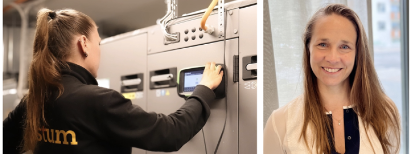 Vä; Fastighetstekniker, Hö; Ann Rastberg, Chef Tekniskförvaltning, Fastum Fotograf/Källa: Fastum