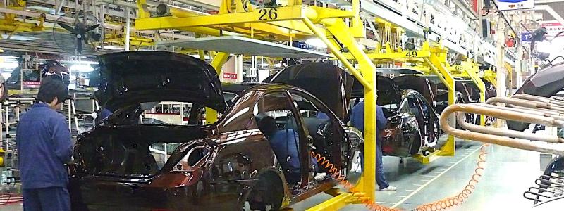 Biltillverkningslinje för kinesiska Geely i Beilun-distriktet, Ningbo. Foto: Wikipedia Common, kredit: Siyuwj