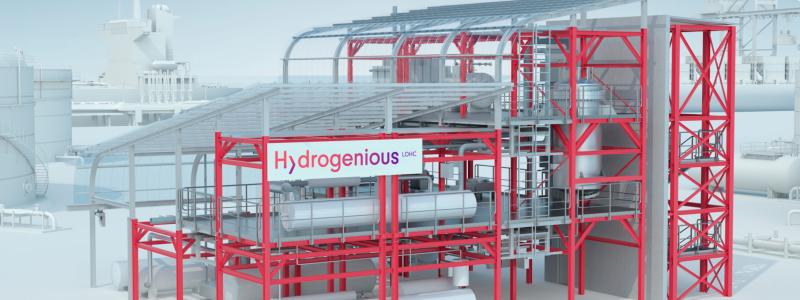LOHC-tekniken kräver stora mängder energi för att frigöra vätgasen, och kommersiella anläggningar behöver mycket stora volymer av vätgas för att vara ekonomiskt rimliga. Bild: Hydrogenious