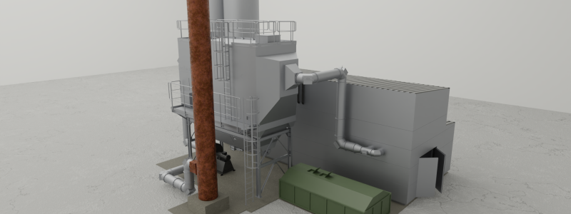 Illustration av den nya fastbränslepannan som ska placeras Tallhedens Industriområde i Råneå.