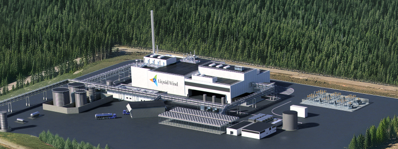 Produktionsanläggningen i Umeå. Illustration: Liquid Wind.