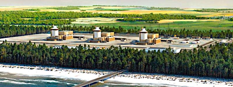 Planerad AP1000-reaktor i norra Polen, ett projekt som nu fått godkänt statligt stöd av EU. Bild: Polska regeringen