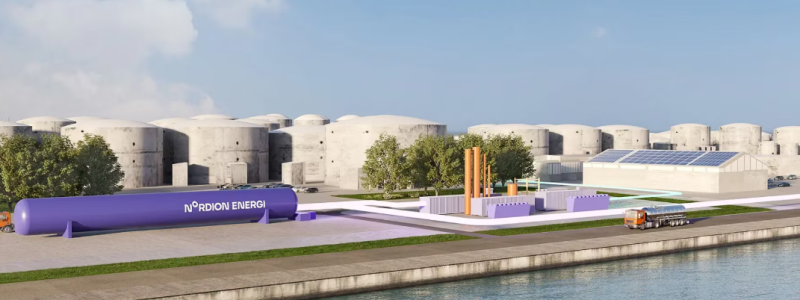 Förvätskningsanläggning för flytande biogas (LBG) i Göteborgs Hamn. Pressbild: Nordion Energi