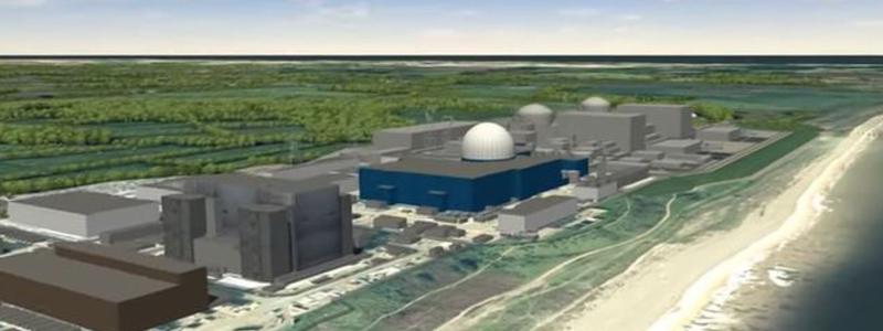 Illustration som visar hur kärnkraftverket Sizewell C kommer att se ut när anläggningen är färdig. Bild: EDF