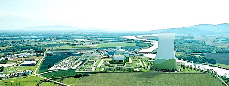 Så skulle anläggningen JEK2 kunna se ut, tillsammans med den befintliga Krško-fabriken (Bild: GEN/JEK2)