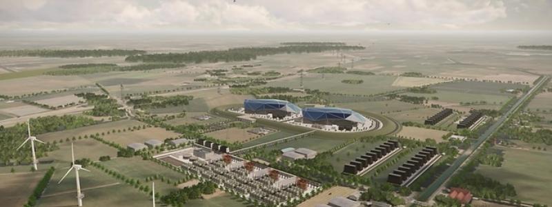 Topsoe SOEC-elektrolysör och två Rolls-Royce SMR:er. Foto: ULC-Energy BV