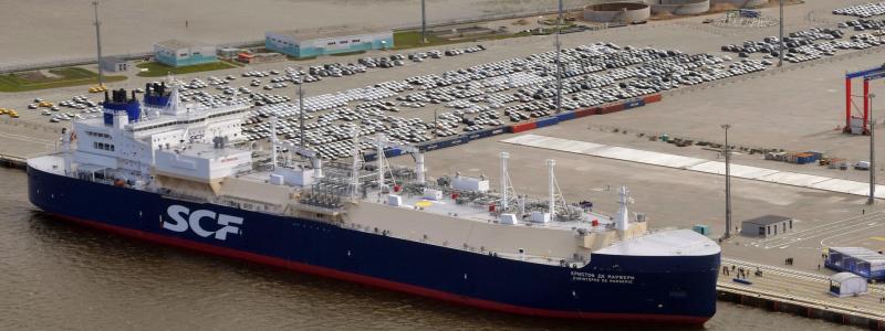 Arctic LNG-tanker Christophe de Margerie, ett flaggskepp i en rad av 15 liknande fartyg
Tankfartyget har designats för transport året runt av flytande naturgas (LNG) i Karasjöns svåra miljö som en del av Yamal LNG-projektet. Detta projekt möjliggjorde utvecklingen av Yuzhno Tambeiskoyegas kondensatfält och byggandet av en anläggning med en kapacitet på 16,5 miljoner ton LNG per år. Källa: Wikipedia Common Lic. Kredit: Ryska Regeringen