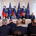 Slovenska regeringens möte med premiärminister Robert Golob i samband med beskedet om fortsatt planprocess för ny reaktor i Krško. Foto: Slovenska Regeringen