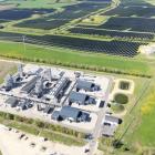 En flygbild över det färdigställda Kassø e-metanolprojektet och dess solpark. En utbyggnad av projektet valdes ut som en av sex vinnare i Danmarks PTX-upphandling 2023. Foto: European Energy