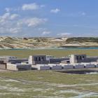 En framtida SMR-anläggning på Amazons ritbord. Det slutliga målet är att ha tre block med en sammanlagd kapacitet på 960 megawatt (Bild: Amazon/X-energy).