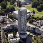 RWE:s höghuskontor i staden Essen. Foto Architekturbüro Ingenhoven Overdiek Kahlen & Partner