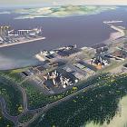 En datorgenererad bild av det ombyggda Hunterston-terminalen på Shetlands.
Foto: Peel Ports Group