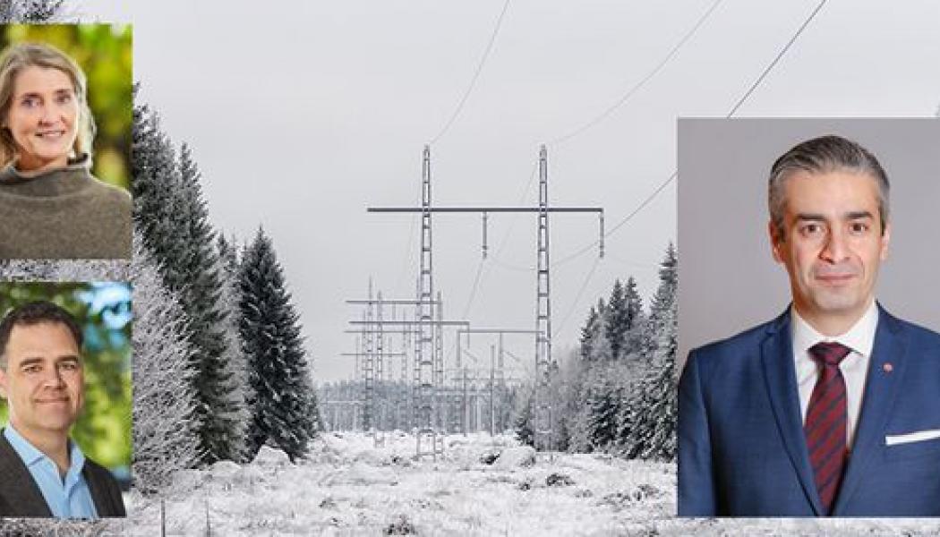 Jernkontorets vd Annika Roos och Per Hermerén, expert på energifrågor, samtalade med energi- och digitaliseringsminister Khashayar Farmanbar. Foto: Pia Nordlander för Jernkontoret och Magnus Liljegren, Regeringskansliet.