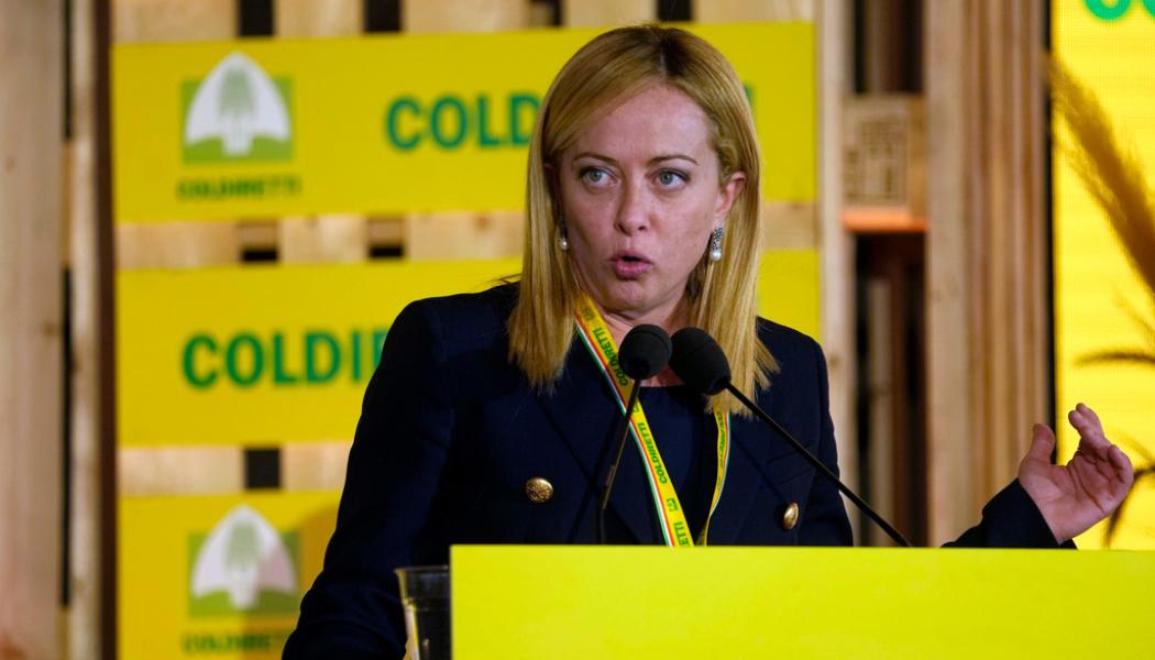 Luca Bruno/AP/TT: Giorgia Meloni, ledare för ytterhögerpartiet Italiens bröder, på lördagens jordbruksmässa i Milano.