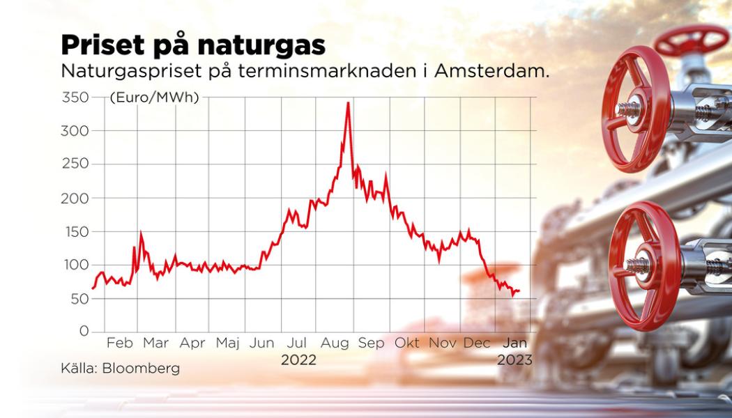 Johan Hallnäs/TT: Naturgaspriset på terminsmarknaden i Amsterdam.