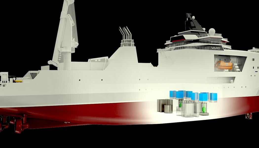 En konceptbild av ett kärnkraftsdrivet fartyg (Bild: VARD)