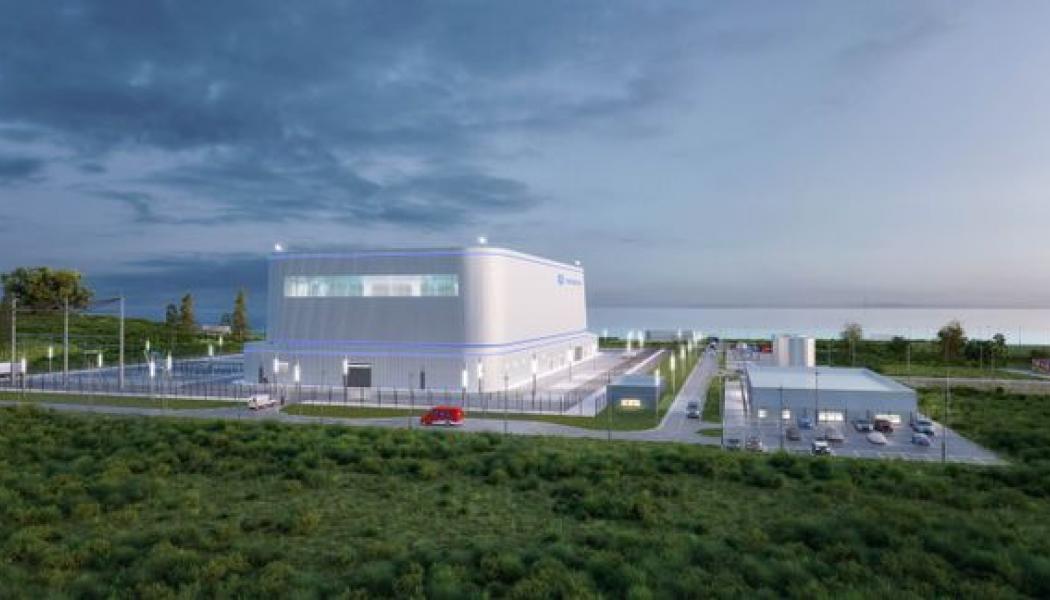 Illustration av ett SMR-kraftverk. Bild: Kärnfull Next AB/GE Hitachi Nuclear. 