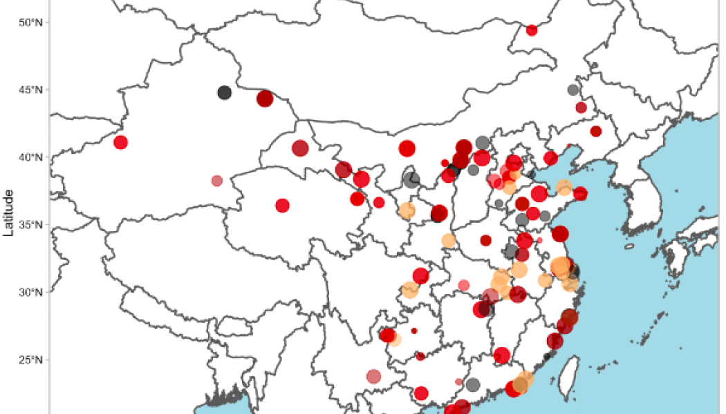 Kartan visar nya kolkraftsprojekt i Kina under första halvåret 2023.
