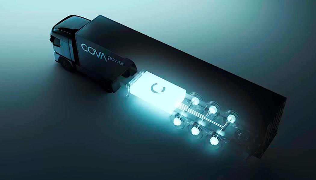 Cova Powers elektrifierade släpvagn är utrustad med drivande hjul som ska minska dragbilens bränsleförbrukning. Foto: Cova Power.