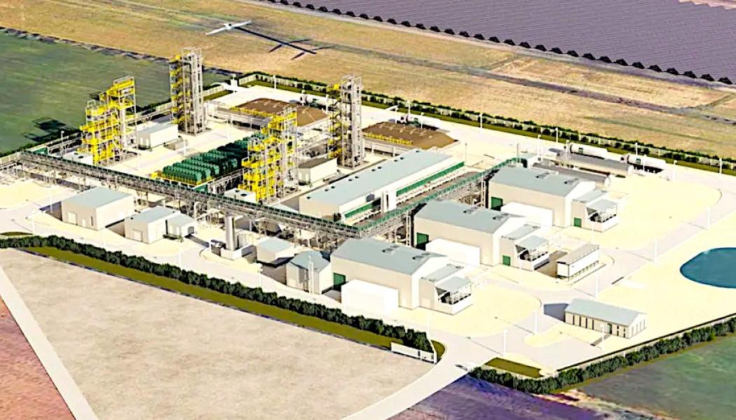 Anläggningen i Kassö, som ligger nära företagets egna solcellspark på över 300 megawatt, är planerad att initialt producera upp till 32 000 ton e-metanol årligen. Illustration: European Energy