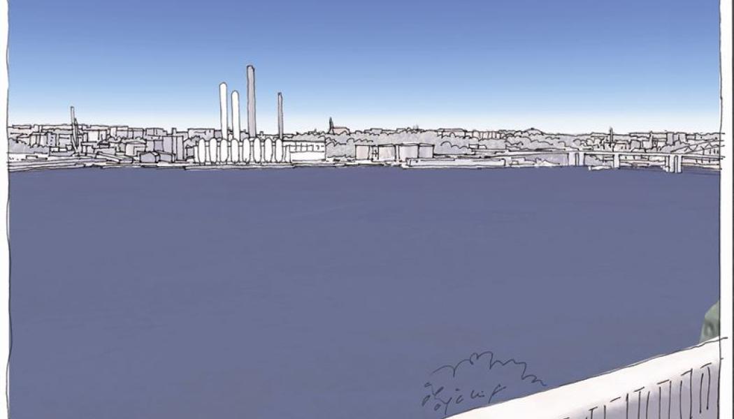 Skiss tänkbar utformning av fullskalig bio-CCS-anläggning. Skiss: Stockholm Exergi 