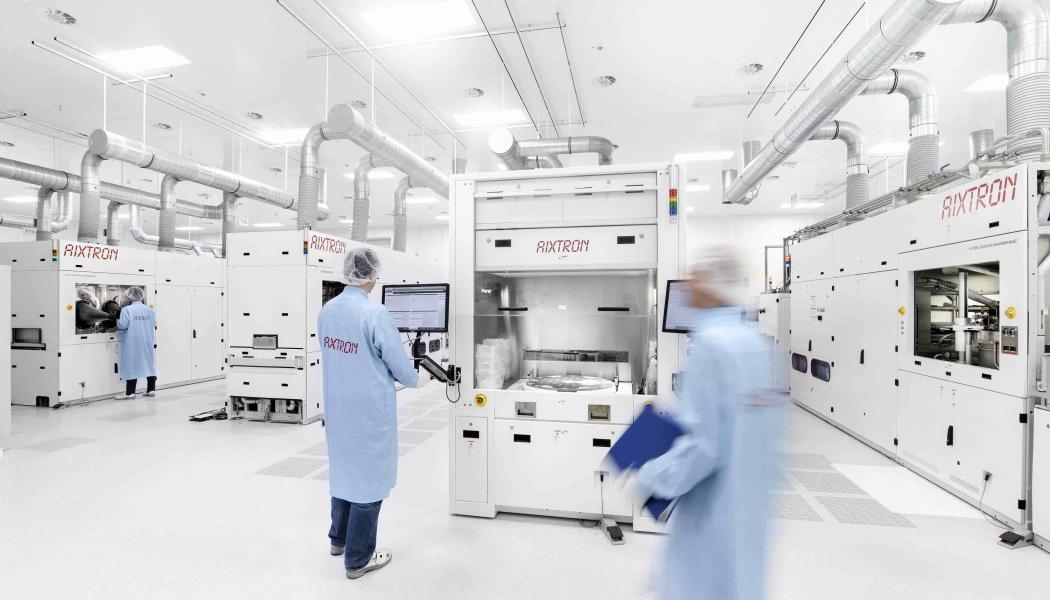 Produktion från Aixtron: Maskinteknikföretaget förbereder sig för långsiktig tillväxt. Foto: Aixtron