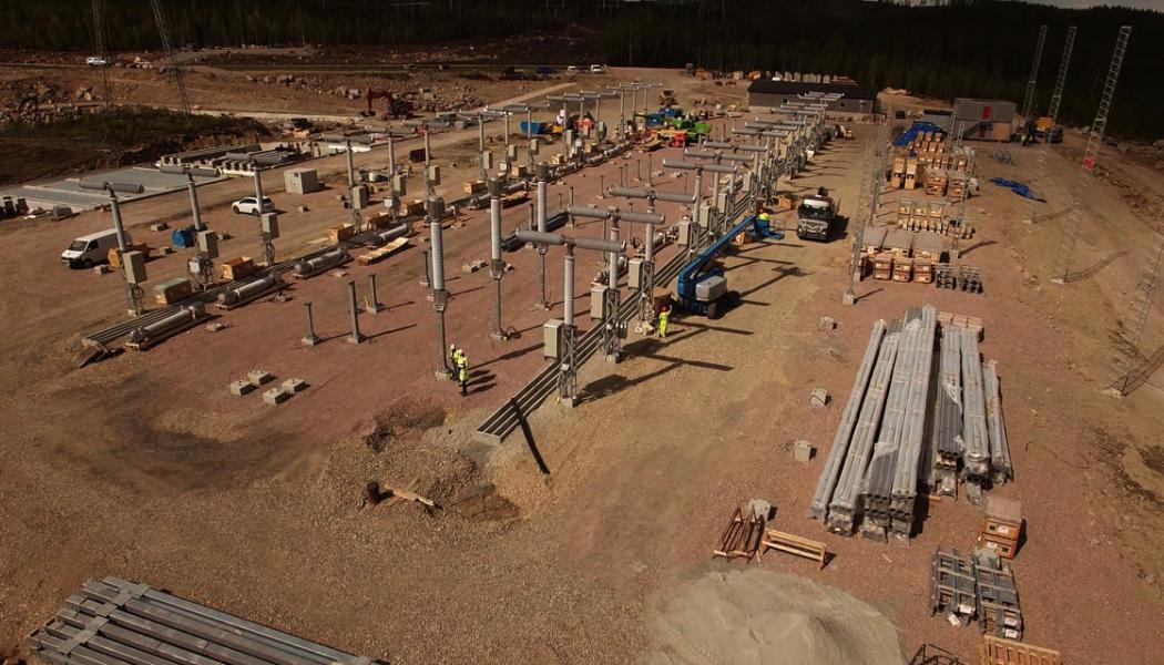 Ögonblicksbild från tidigare byggnation på uppdrag av Svenska kraftnät, station Rätan belägen 10 mil söder om Östersund. Foto: Omexom